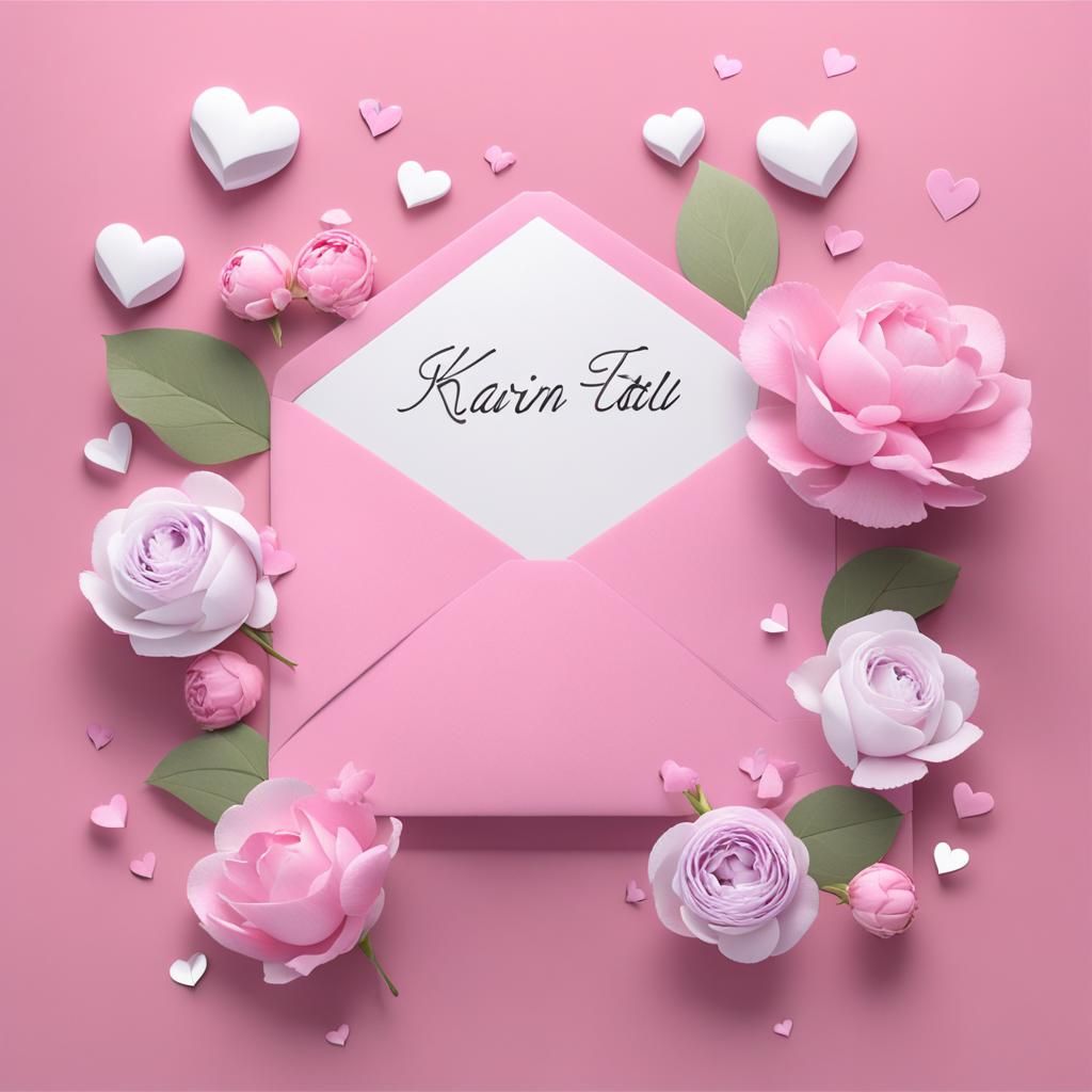 prompts
 A Ai image of an open pink an white roses letter estilo punctual, with three flowers inside and two mini hearts...