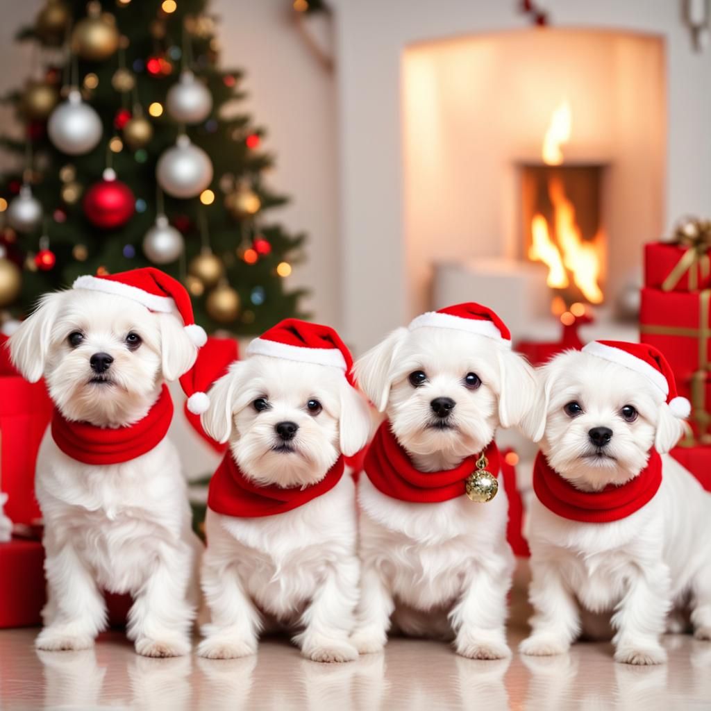 Festive Maltese Dogs Christmas Facebook Cover