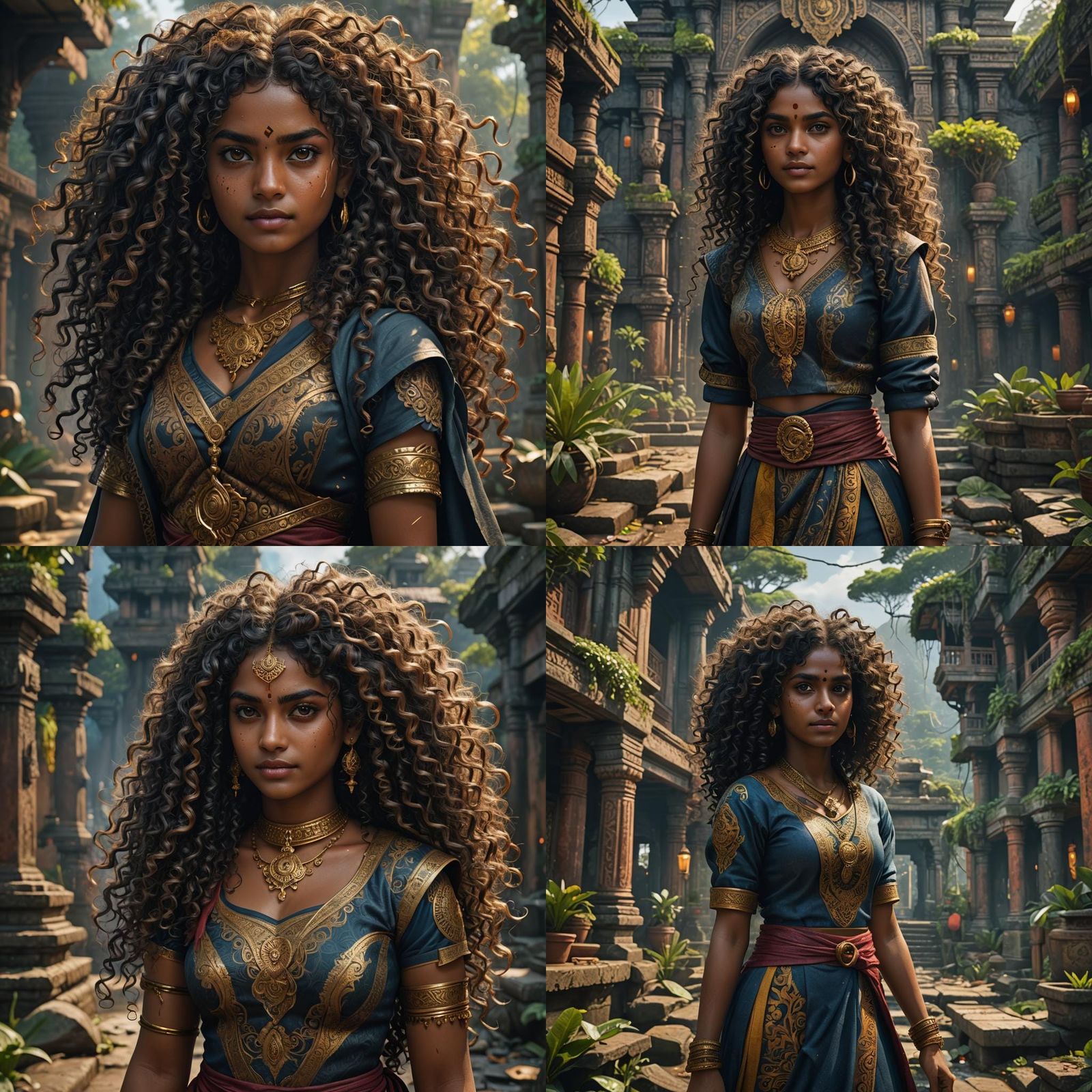 Sri Lankan Girl with Curly Hair in Detailed Matte Painting
