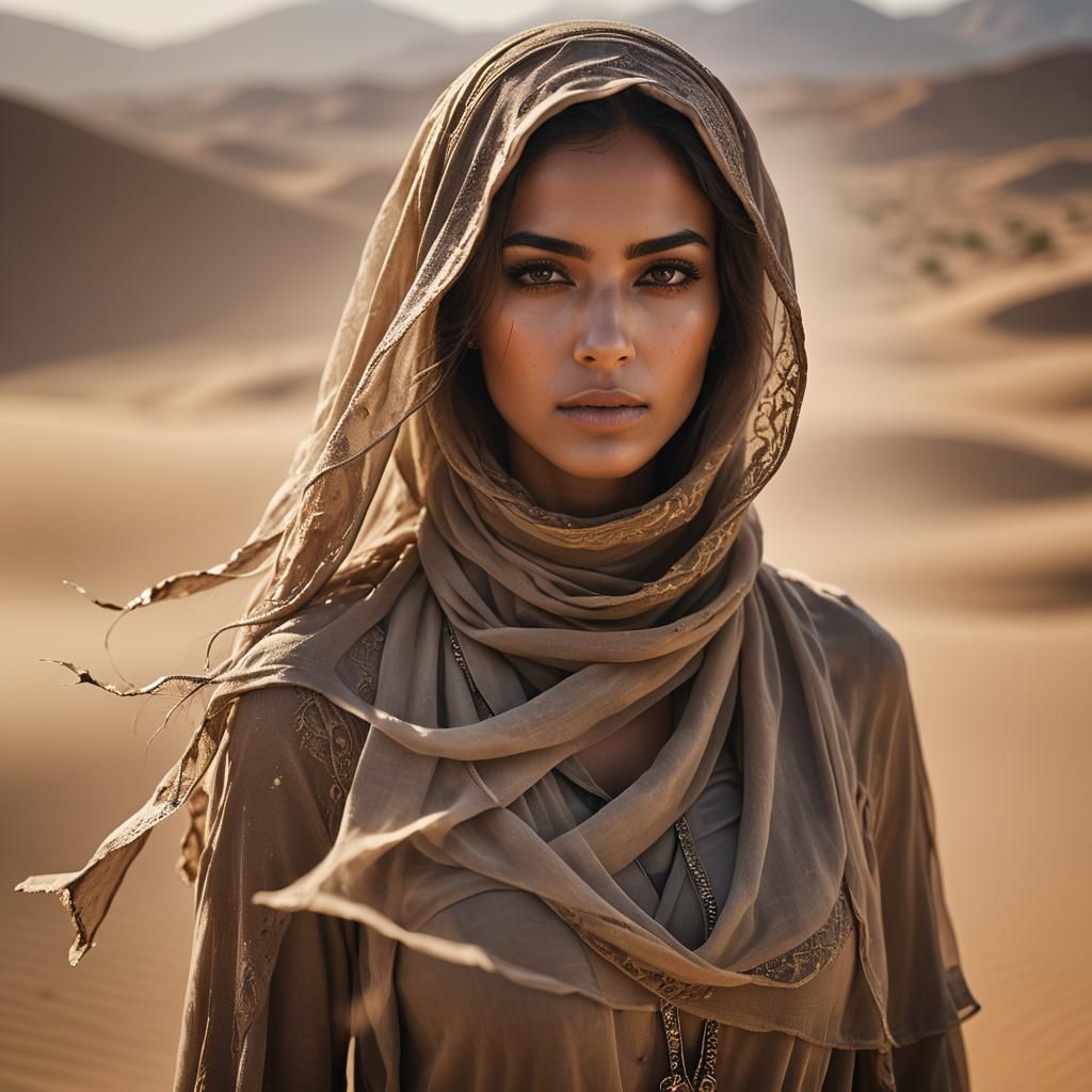 Beautiful young woman in the desert