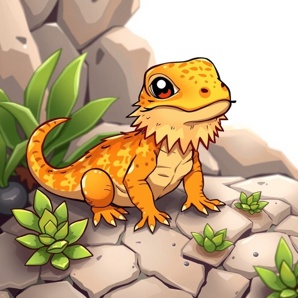 Chibi Bearded Dragon in Vibrant Colors