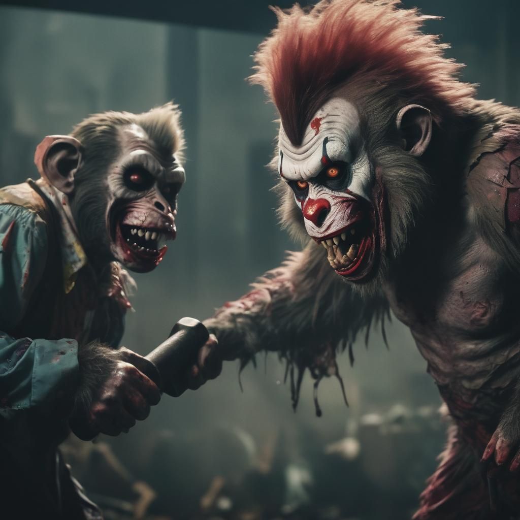 Cinematic Zombie Monkey Clown Fight Scene