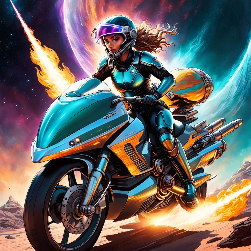 Woman Races Speedercraft on Alien Planet