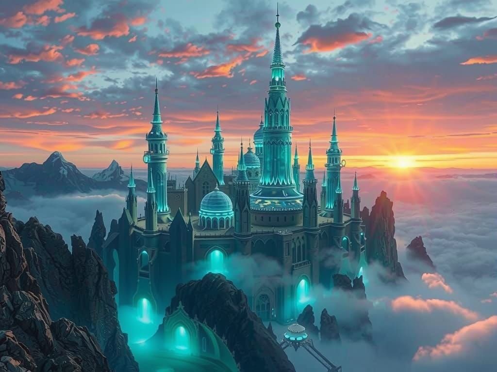 Surreal Arcology City Unfolds Amidst Celestial Bubbles