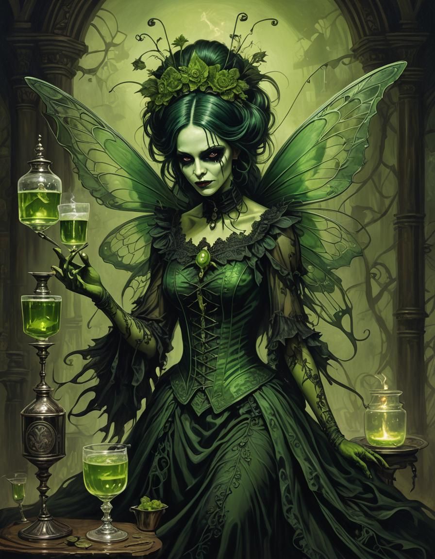Dark Gothic Victorian Absinthe Green Fairy