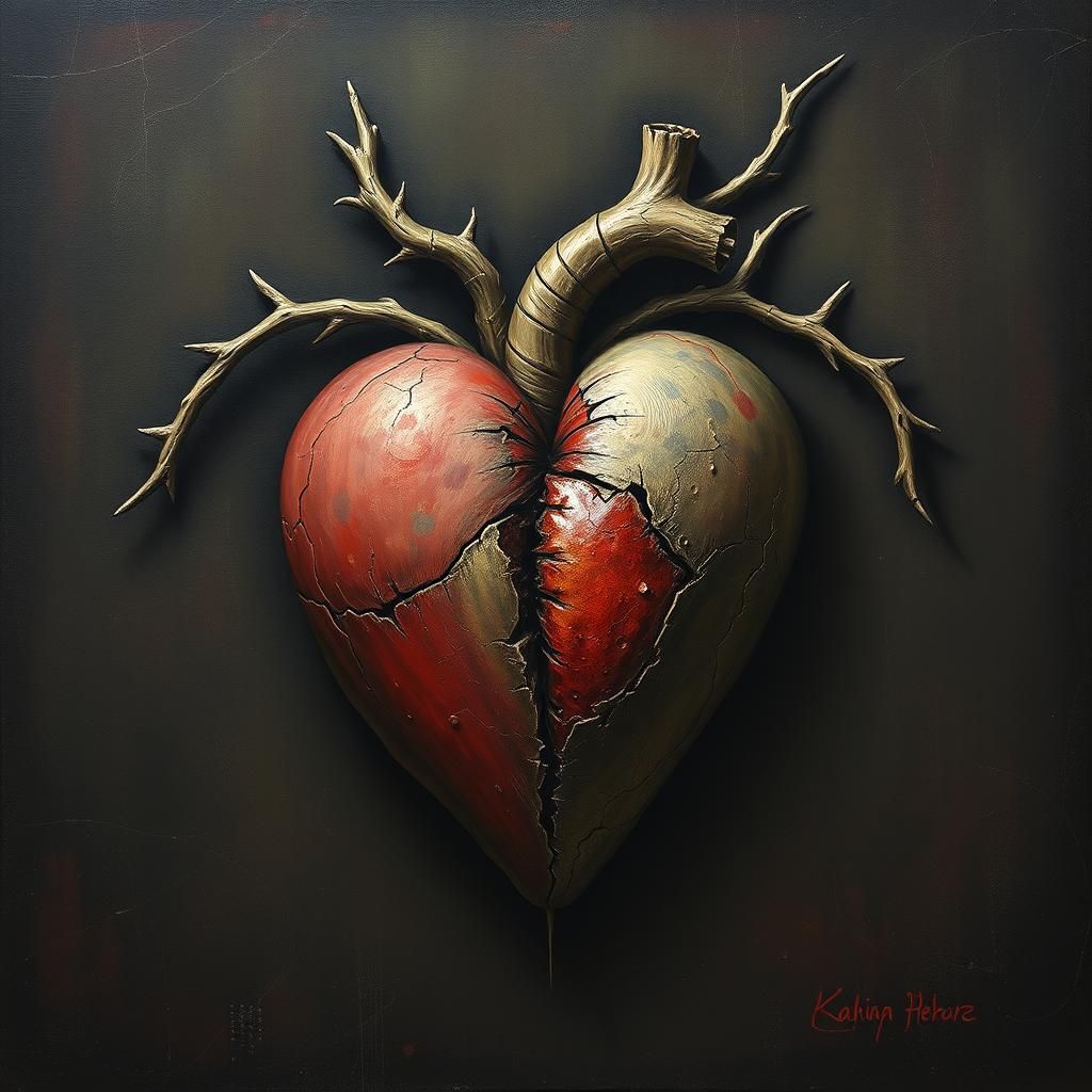 Abstract AI Image of a Broken Heart