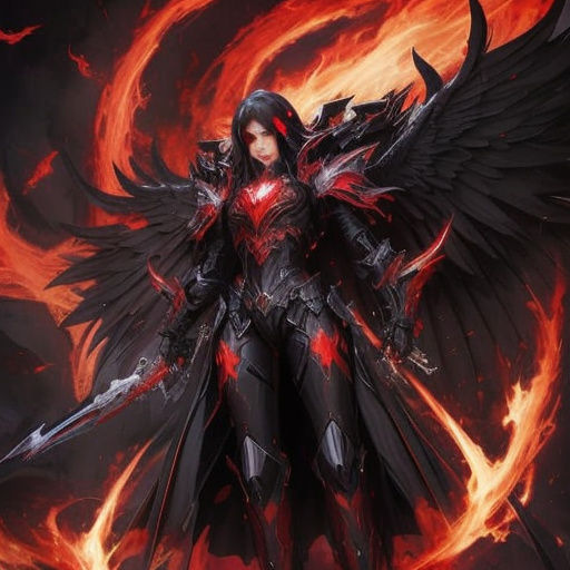 Fire Veined Mech Dark Angel with Flame Aura