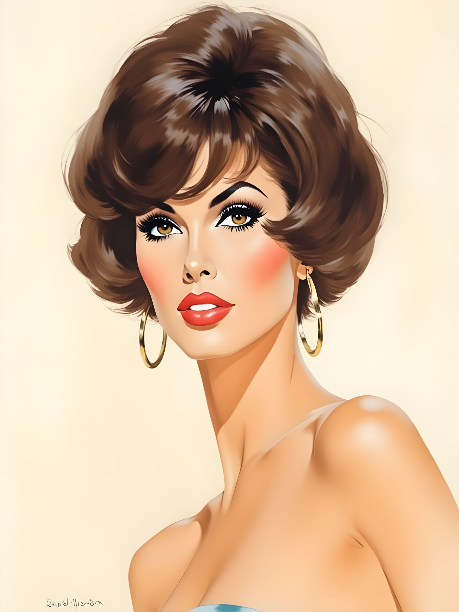 Raquel Welch in Soft Watercolor Style