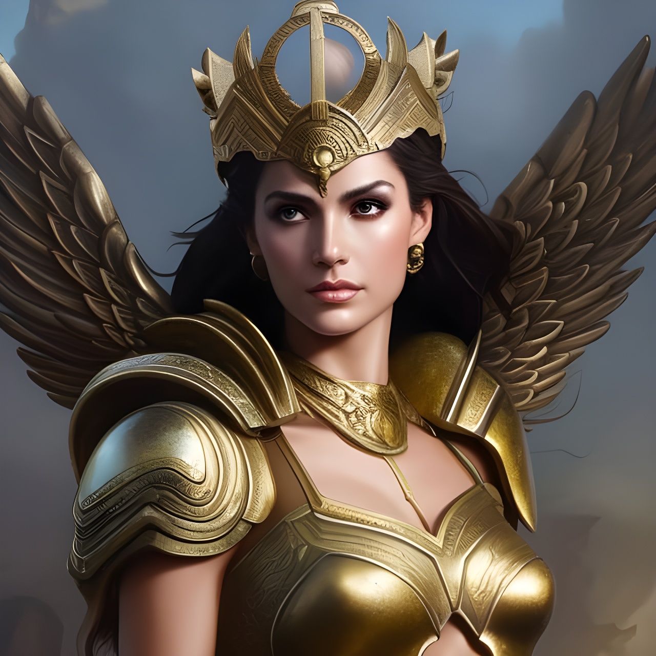 Athena, Greek Goddess in Bronze Armor