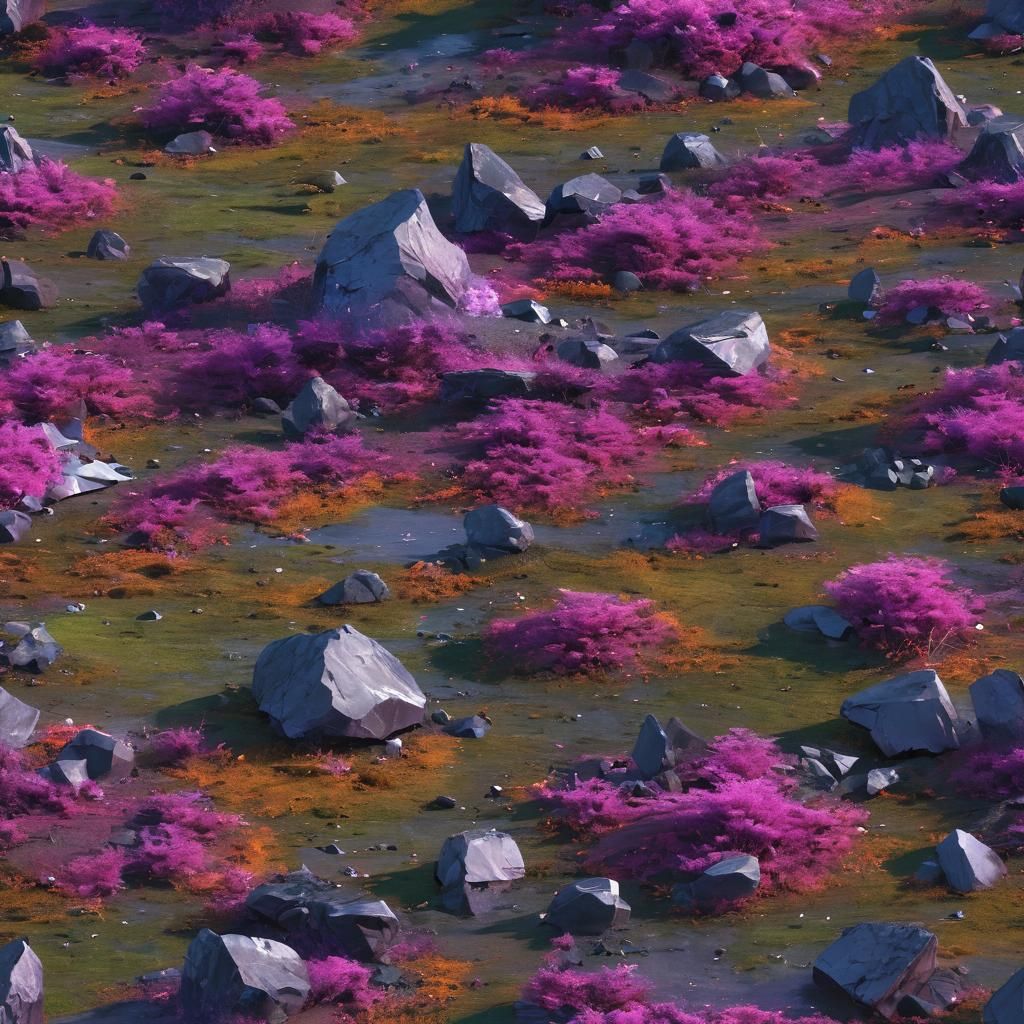 Meteorite Impact in Alien Landscape, 3D Anime Art