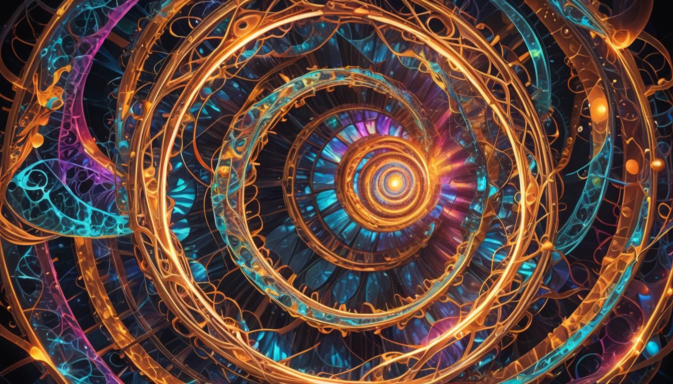 Surreal Geometric Core with Electric Tendrils and DNA