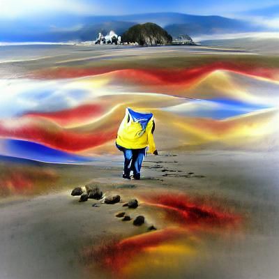 Airbrush Art: Solitary Walk on Agate Beach