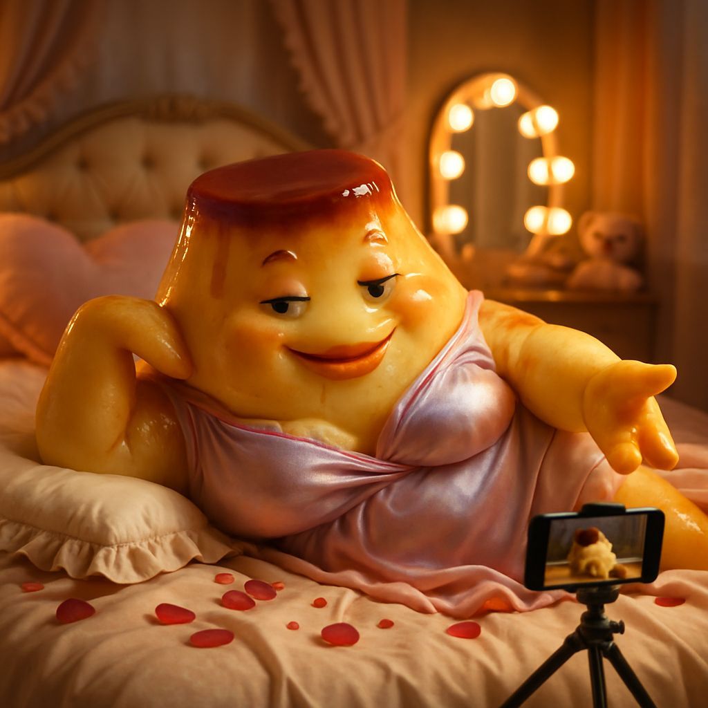 Funny Flan Glamour Photo in Surreal Style