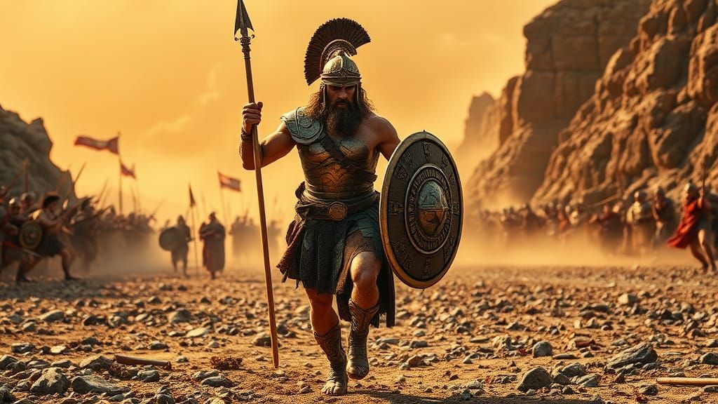 Ares God of War on Battlefield in Epic Style