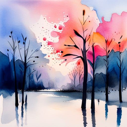 Abstract Watercolor Bird Shapes in Pastel Colors