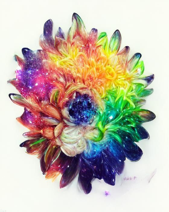 Rainbow Galaxy Flower: AI Generated Image