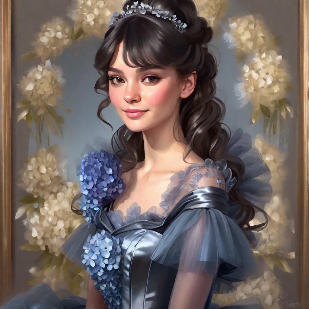 Woman in Gown: Detailed Nouveau Portrait