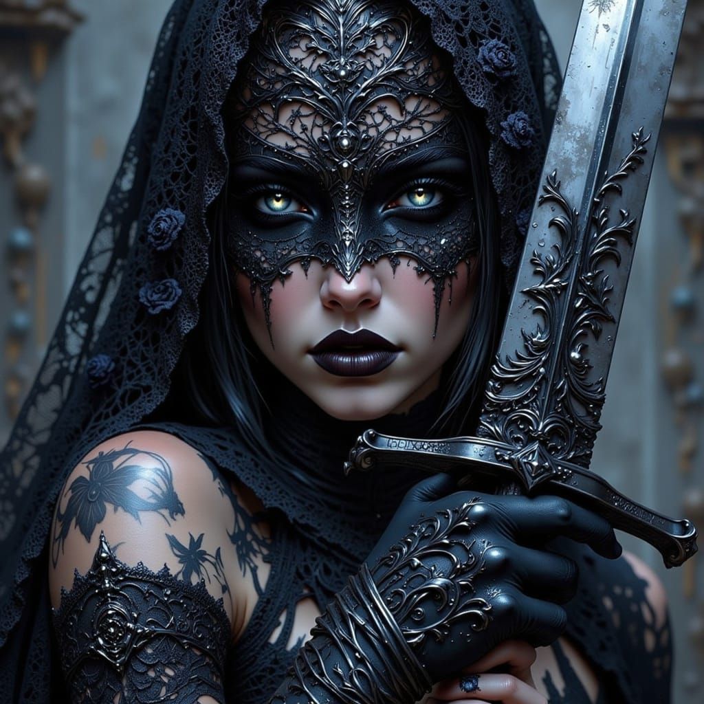 A dark swordswoman