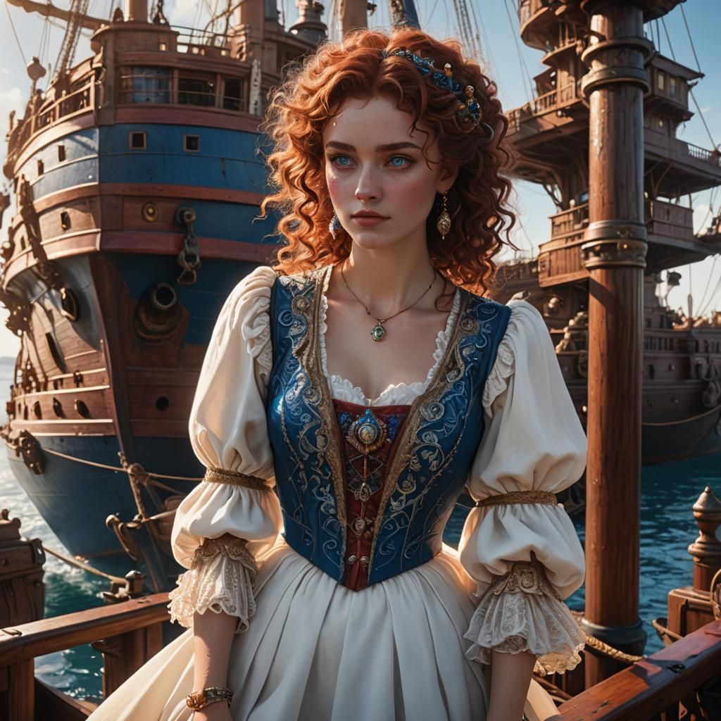 Fantasy Woman in Ornate Nautical Scene