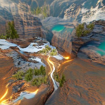 National Parks 3D Render with Volumetric Lighting