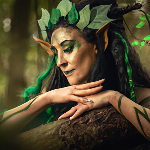 Beautiful Green Elf Forest Woman