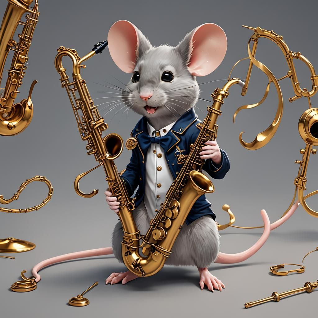 Anime Sax Mouse in 3D Concept Art Style