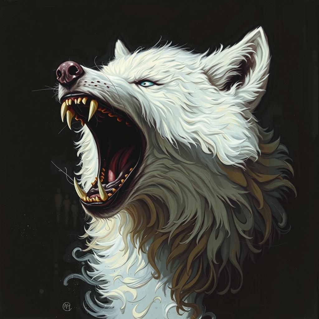 Eerie Snarling Bear in Dark Fantasy Style