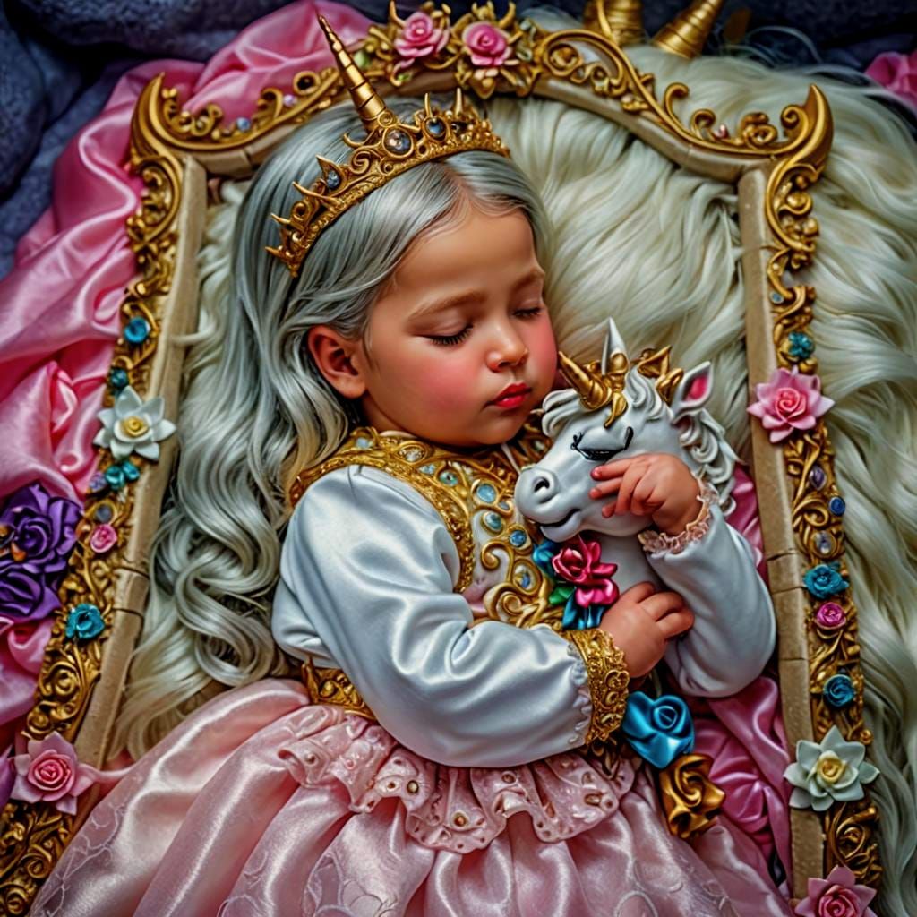 Baby Princess and Unicorn in Ethereal Fantasy Style