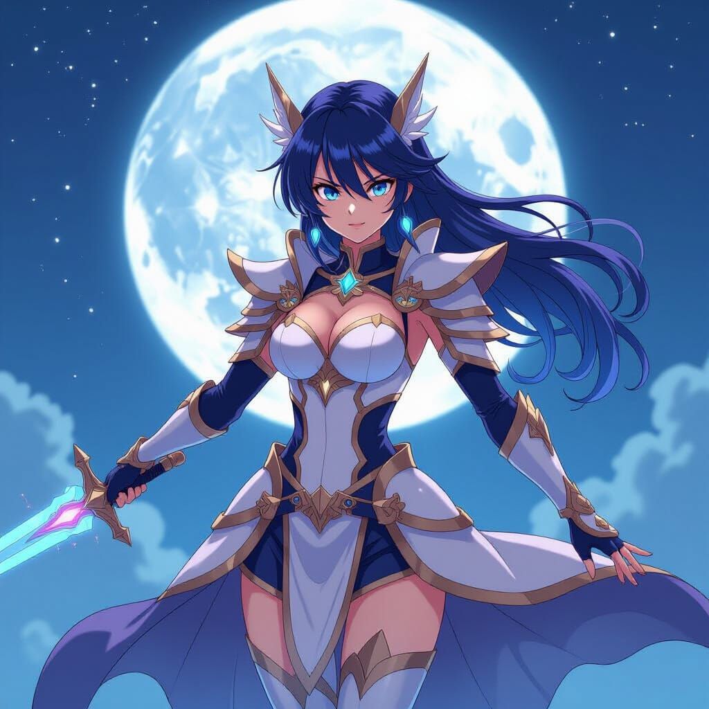 Anime Astral Warrior in Cel-Shaded Style