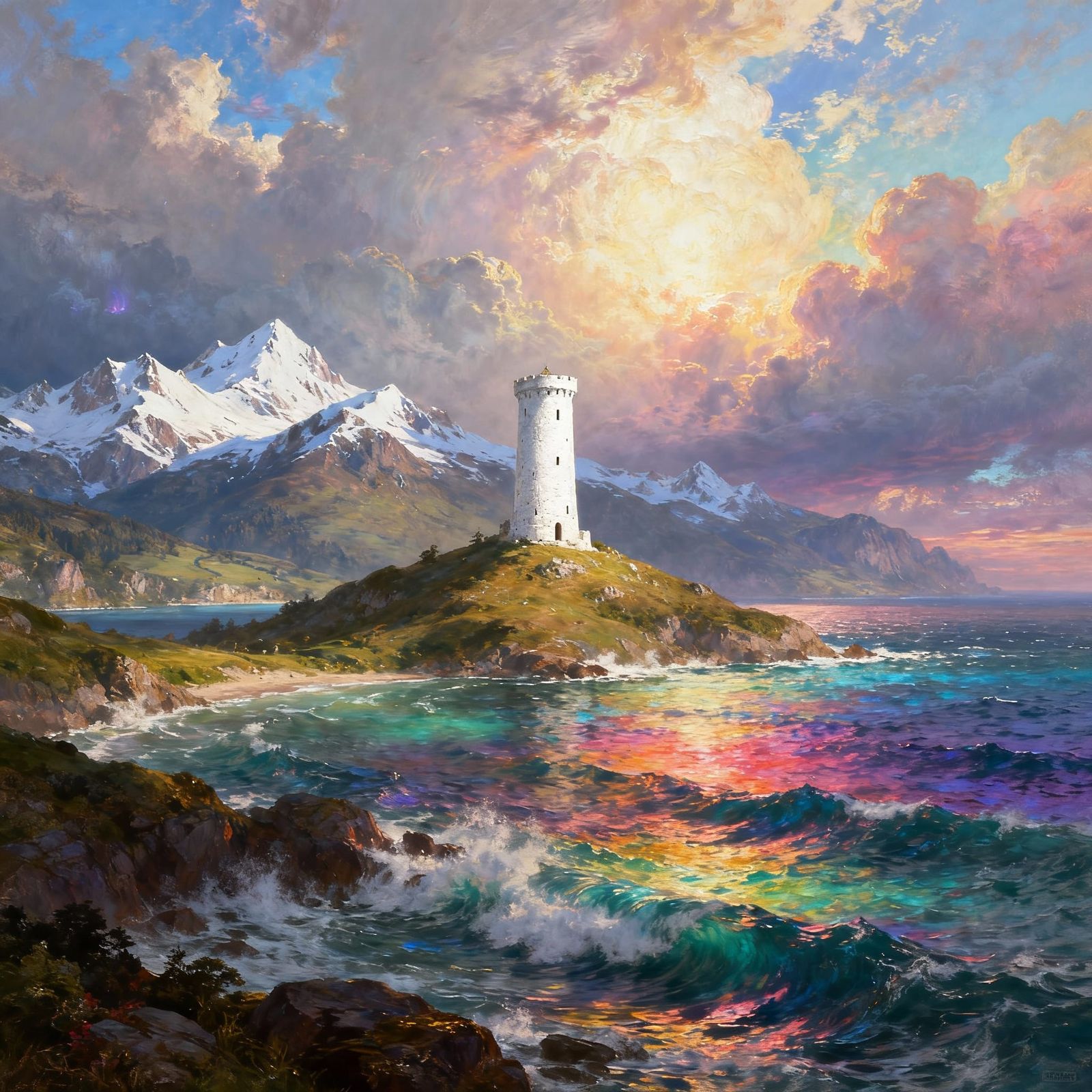 Epic Classical Landscape Painting of Fantasy Realm Vista