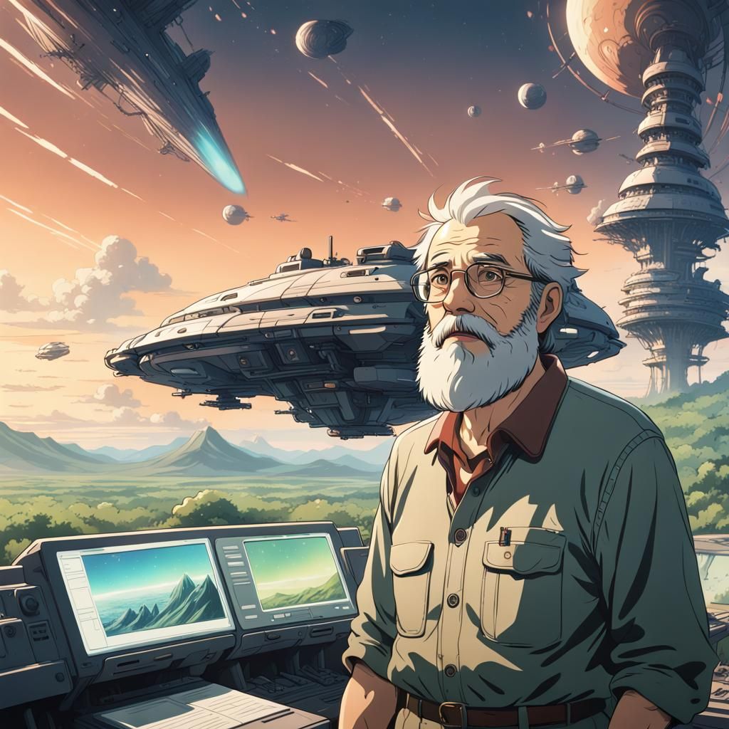 Geologist Observes Alien Planet in Anime Style