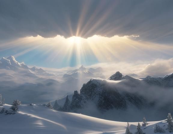 Robotic Figure in Divine Sunshine, Mixed Media