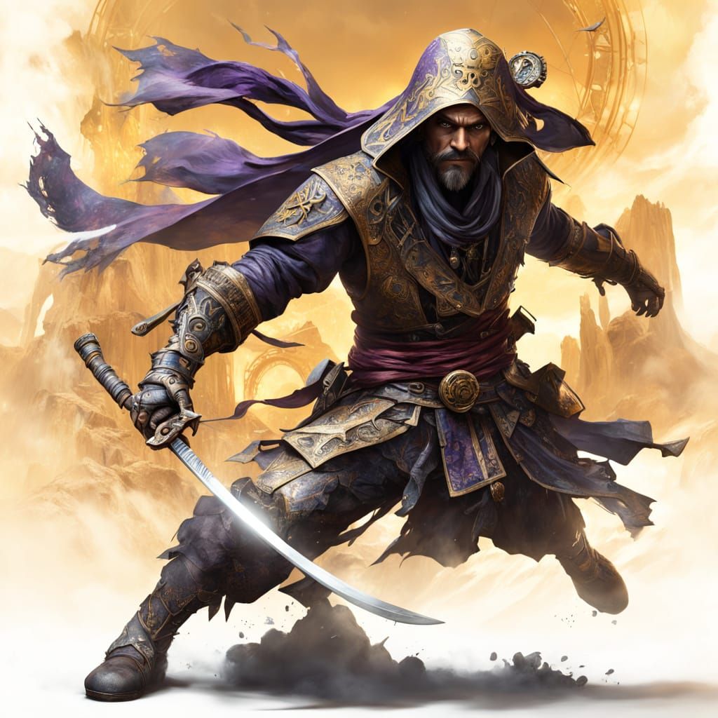 Pirate Ninja Hybrid Embodies Dark Fantasy on a Foreboding Mo...