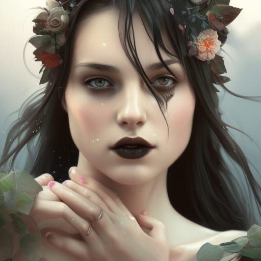 Intricate Portrait of a Gothic Girl, Hyperdetailed Art
