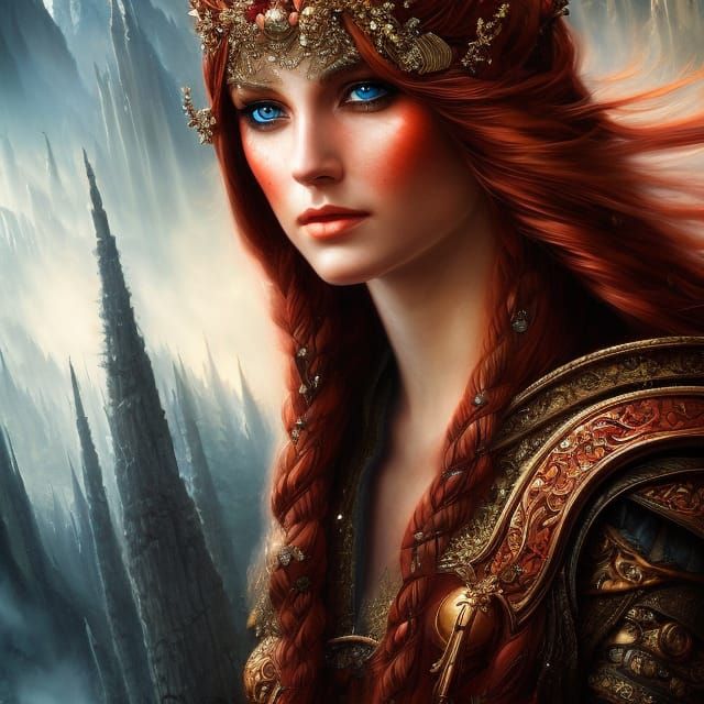 Fantasy Elf Portrait in Detailed Gouache Style