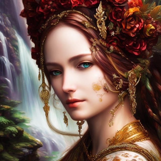 Red-Haired Elf in Tavern, Fantasy Portrait