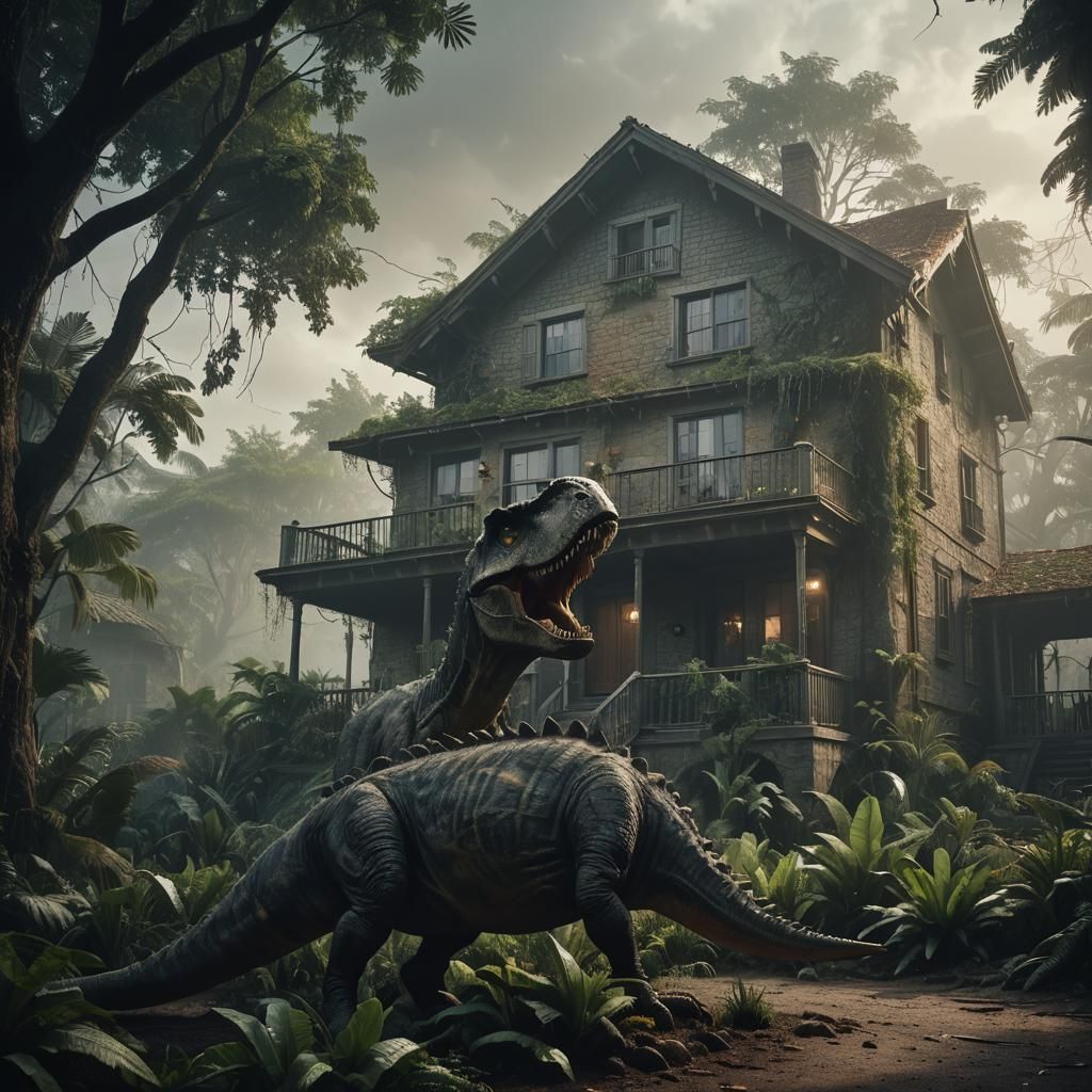 House in Dinosaur's Lap: Cinematic Film Still
