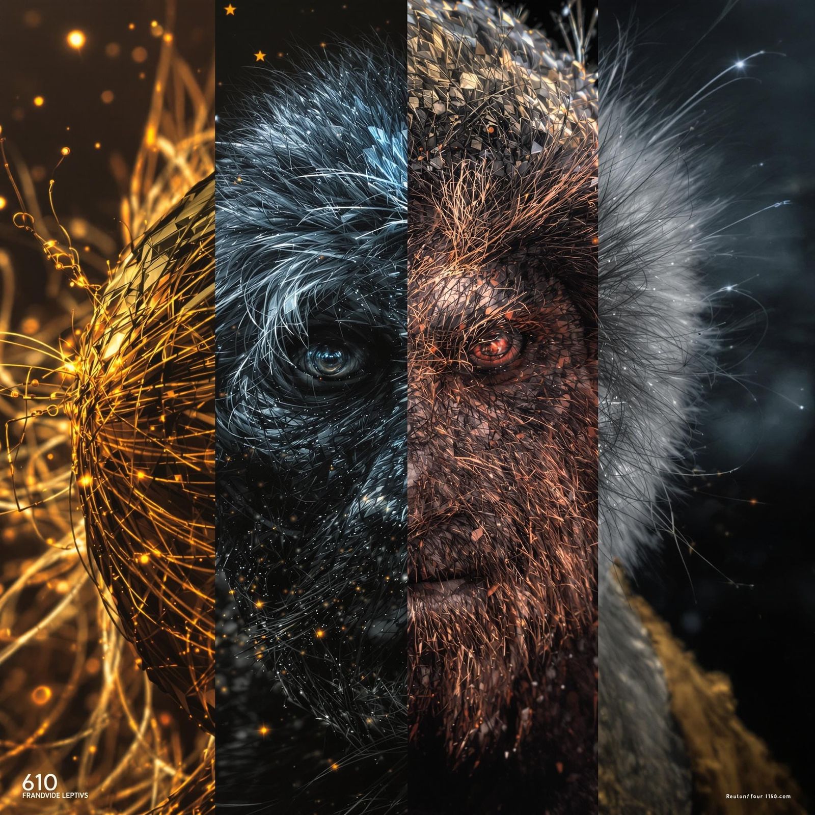 The Four Elements in Hyperrealistic Detail
