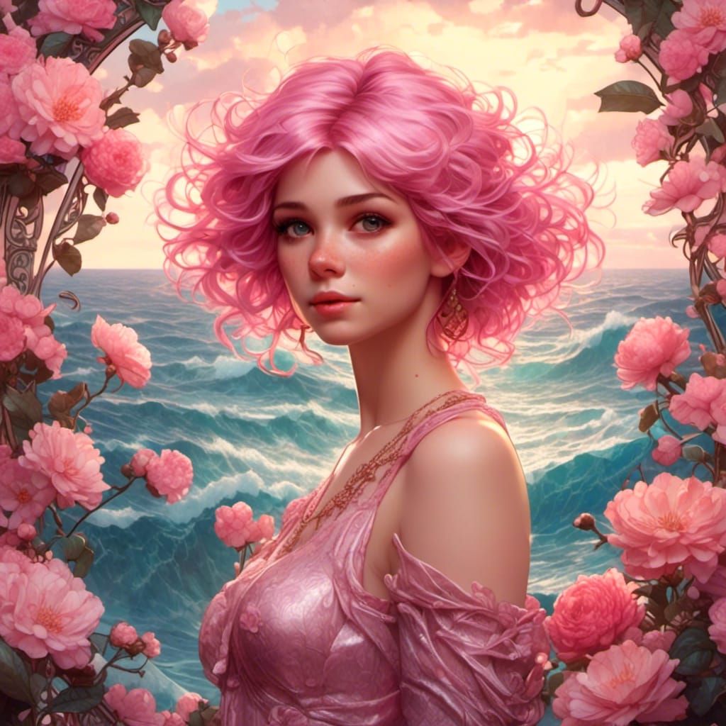 a beautiful pink-haired girl