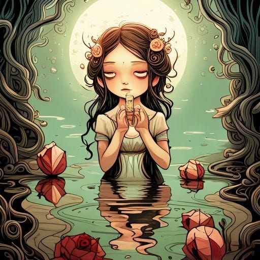 Fairy Queen in a Pond: AI-Generated Image