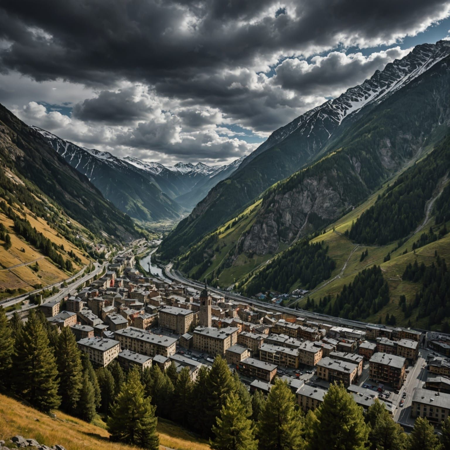 Hyperrealistic Andorra in Cinematic Composition