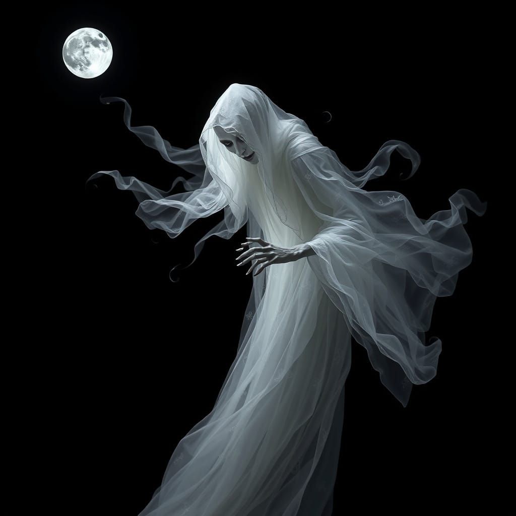 Spectral Figure Radiates Ethereal Glow in Midnight Black