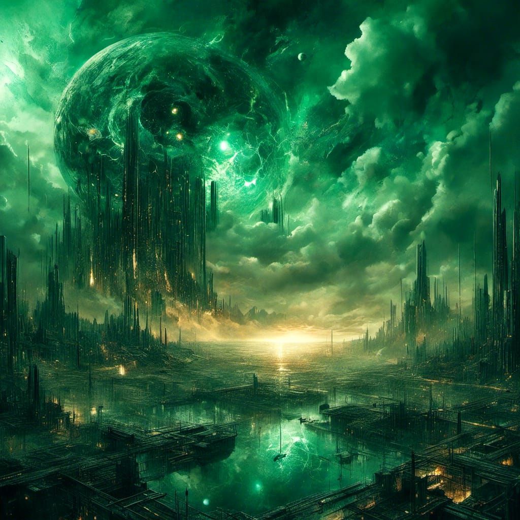 Apocalyptic Quantum Portal in Desolate Cityscape