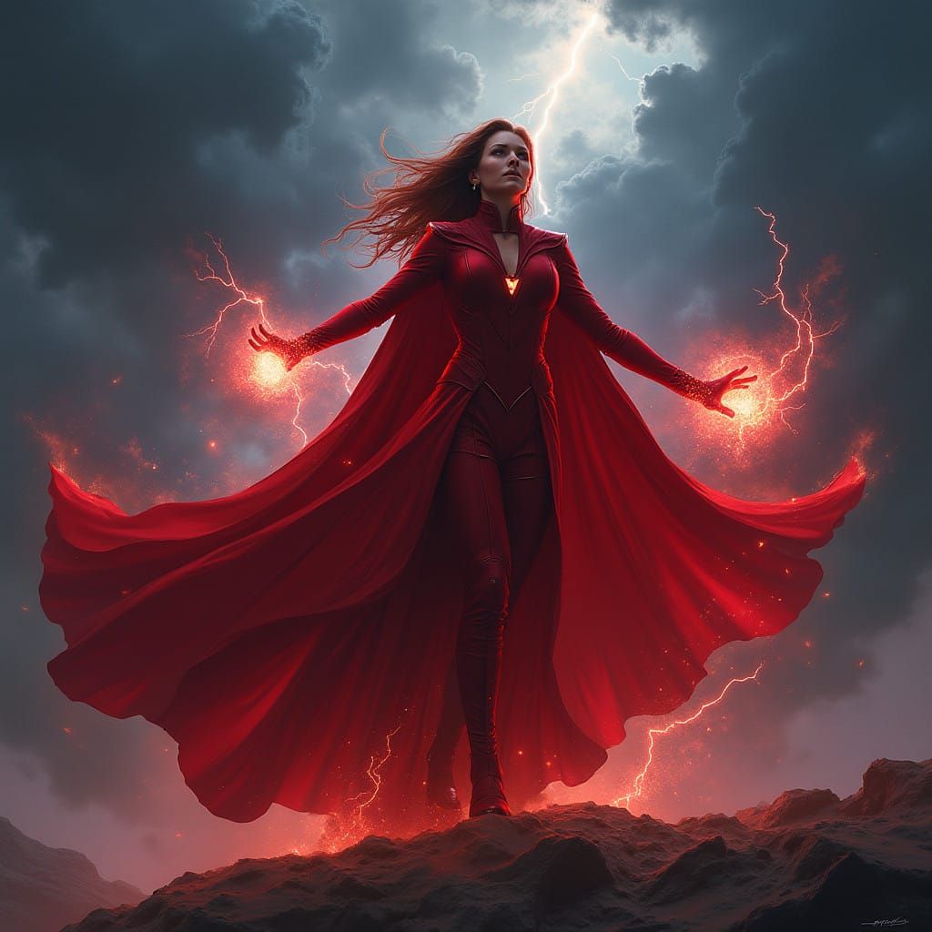 Heroic Scarlet Witch in Dark, Liquid Metal Armor