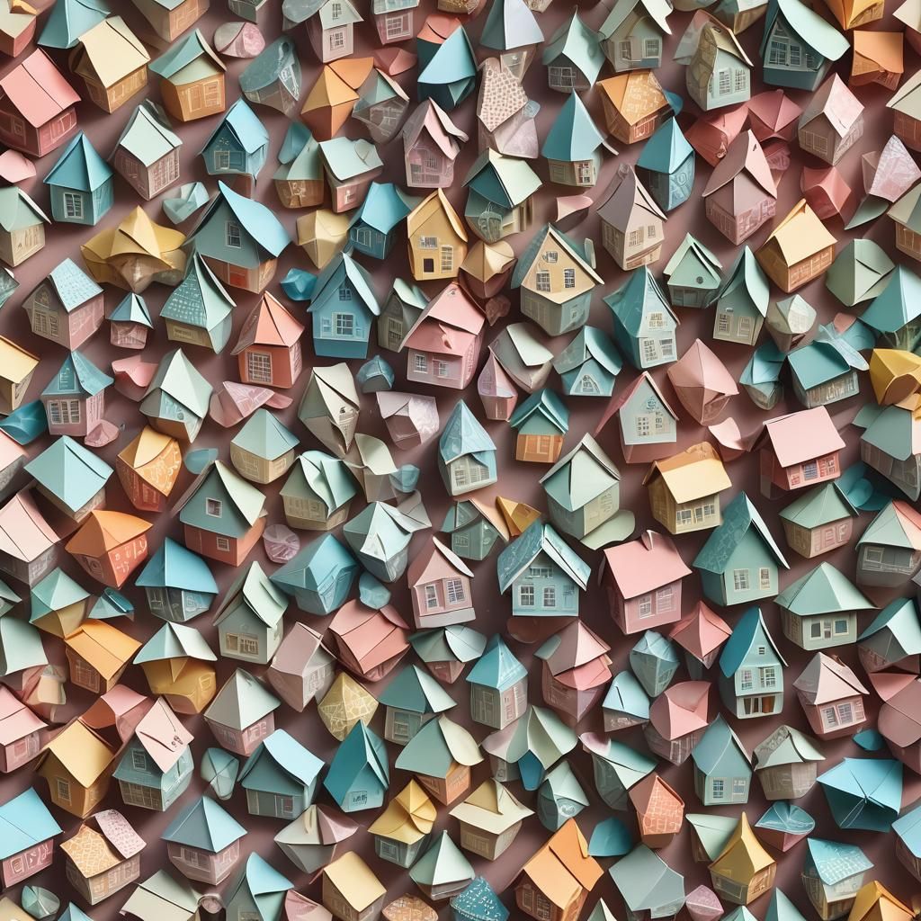 Candy House Micro-Architecture in Papercraft Style