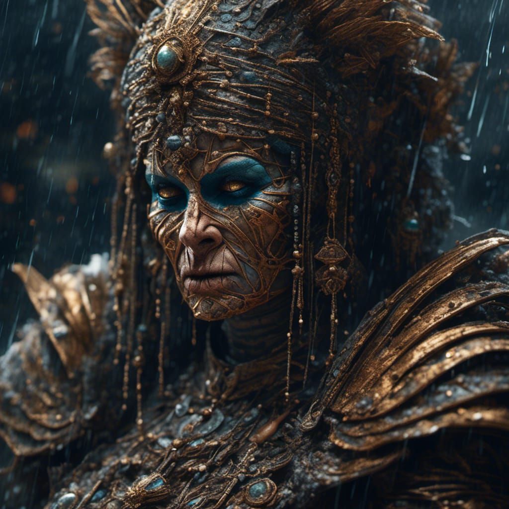 Hyperrealistic Wet Mummy Portrait in Digital Matte Painting