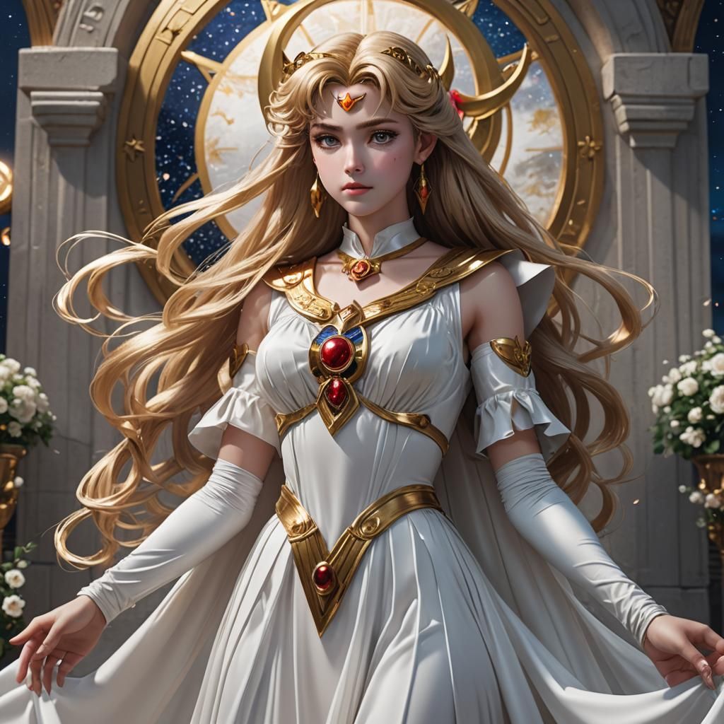 Sailor Moon as Mary Magdalene in White Gown