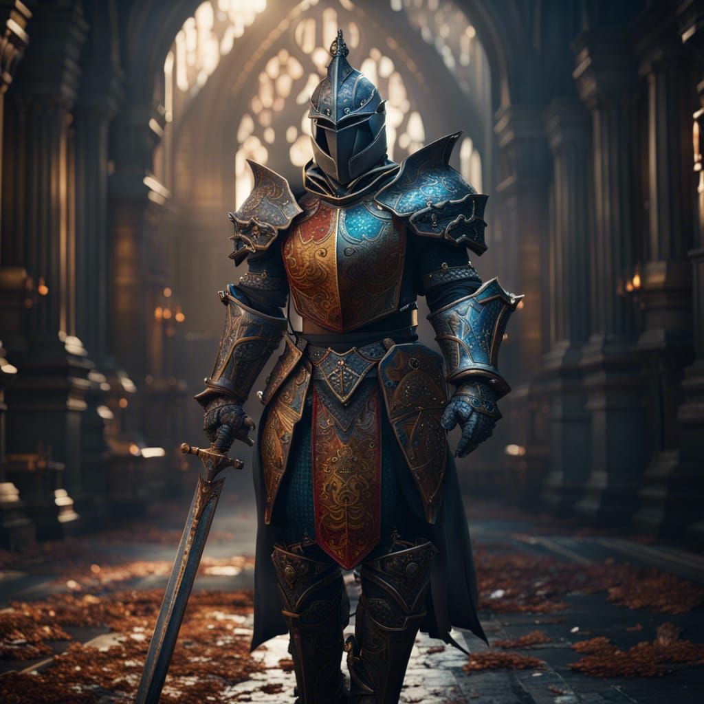 Professional Suit Knight: Detailed Matte Painting