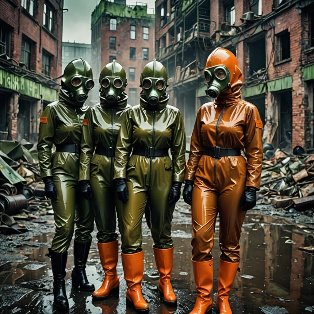 Glossy Post-Apocalyptic Women in Ruined Cityscape