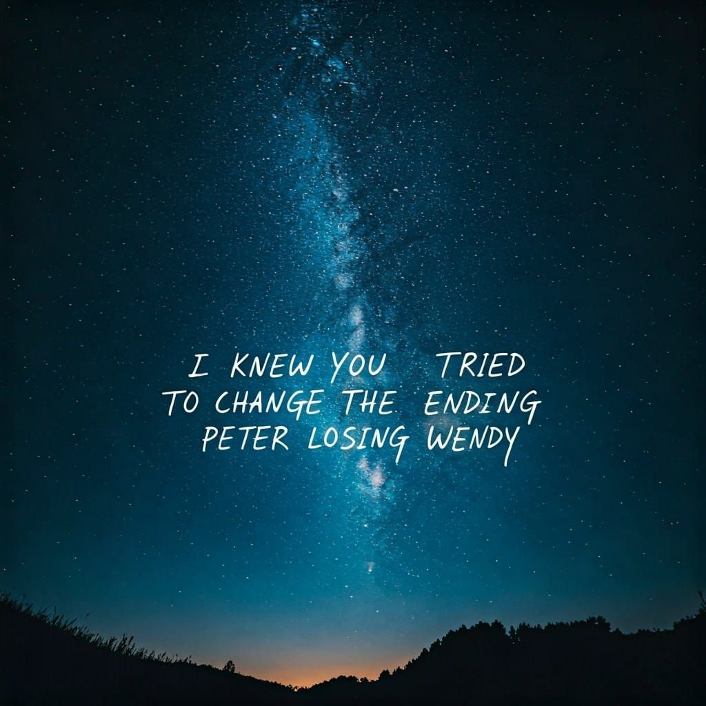 Surreal Night Sky with Cursive Script of a Bittersweet Quote